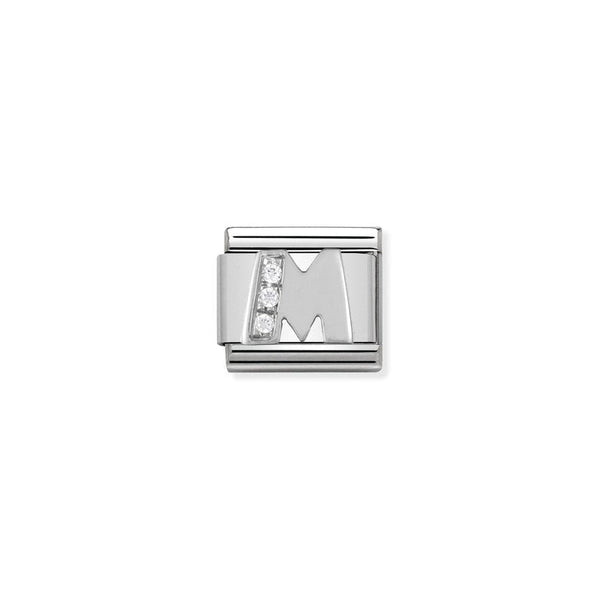 Nomination Composable Classic Link Alphabeth M in Cubic Zirconia and 925 Silver