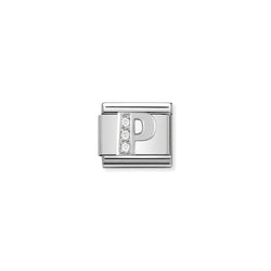 Nomination Composable Classic Link Alphabeth P in Cubic Zirconia and 925 Silver