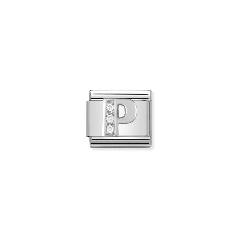 Nomination Composable Classic Link Alphabeth P in Cubic Zirconia and 925 Silver