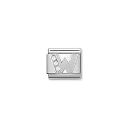 Nomination Composable Classic Link Alphabeth W in Cubic Zirconia and 925 Silver