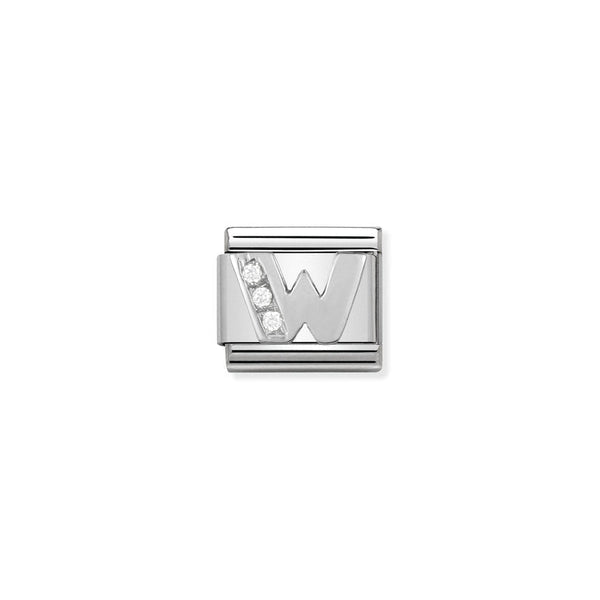 Nomination Composable Classic Link Alphabeth W in Cubic Zirconia and 925 Silver