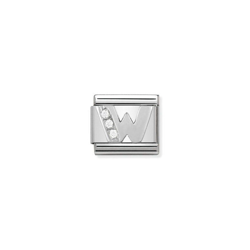 Nomination Composable Classic Link Alphabeth W in Cubic Zirconia and 925 Silver