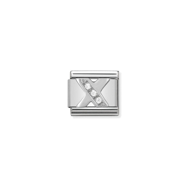 Nomination Composable Classic Link Alphabeth X in Cubic Zirconia and 925 Silver