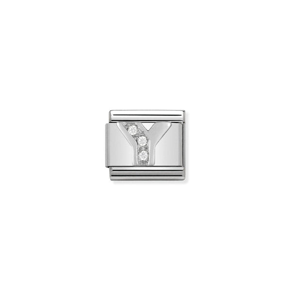 Nomination Composable Classic Link Alphabeth Y in Cubic Zirconia and 925 Silver