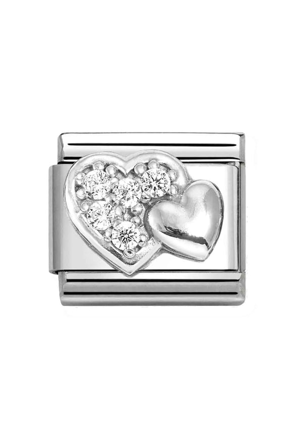 Nomination Composable Classic Link Raised Heart With CZ in Silver