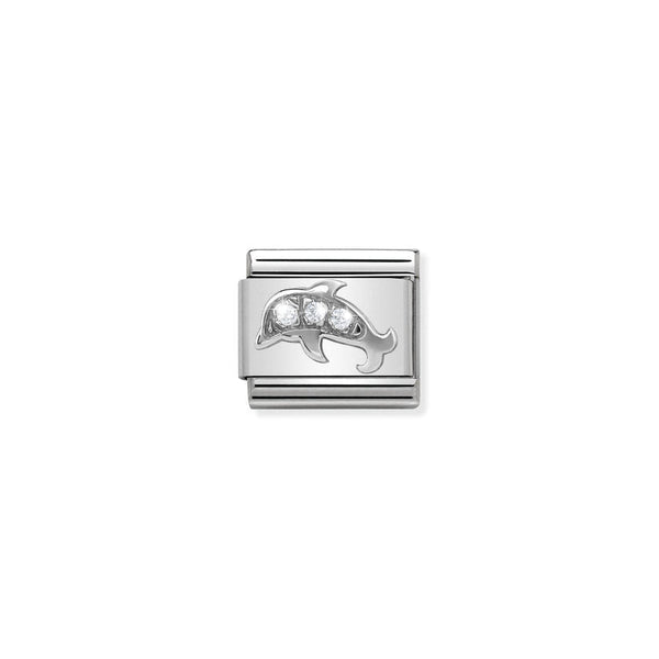 Nomination Composable Classic Link CL Symbols Dolphin in Cubic Zirconia and 925 Silver