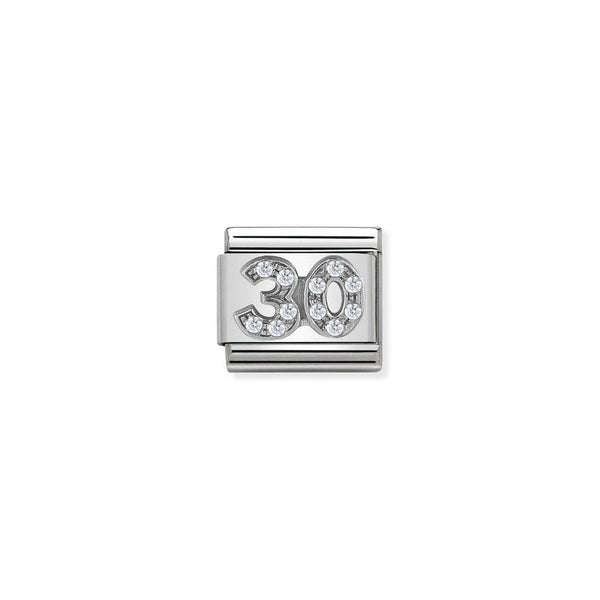 Nomination Composable Classic Link Symbols 30 in Steel Cubic Zirconia and 925 Silver