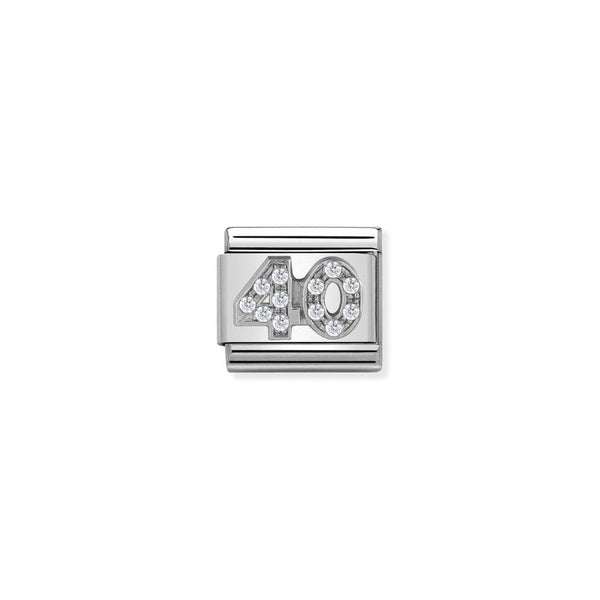 Nomination Composable Classic Link Symbols 40 in Steel Cubic Zirconia and 925 Silver