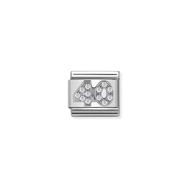 Nomination Composable Classic Link Symbols 40 in Steel Cubic Zirconia and 925 Silver