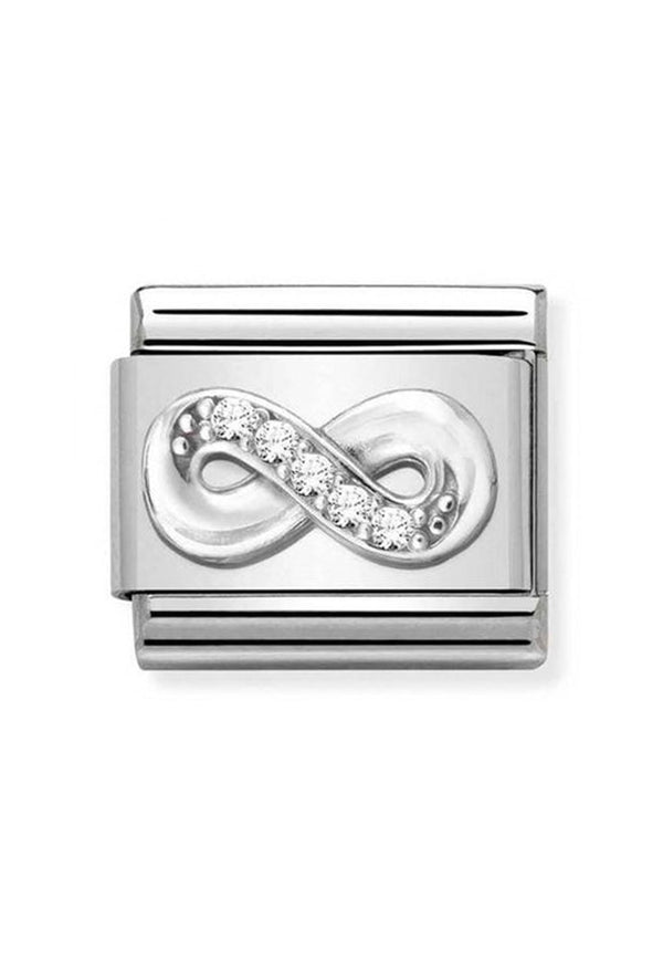 Nomination Composable Classic Link CL Symbols Infinity in Cubic Zirconia and 925 Silver