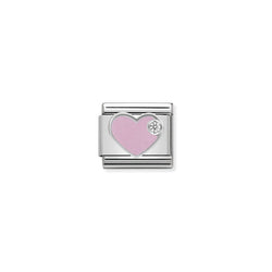 Nomination Composable Classic Link CL Symbols Pink Heart in Cubic Zirconia and 925 Silver