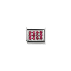 Nomination Composable Classic Link CL Pave Red in Cubic Zirconia and 925 Silver *
