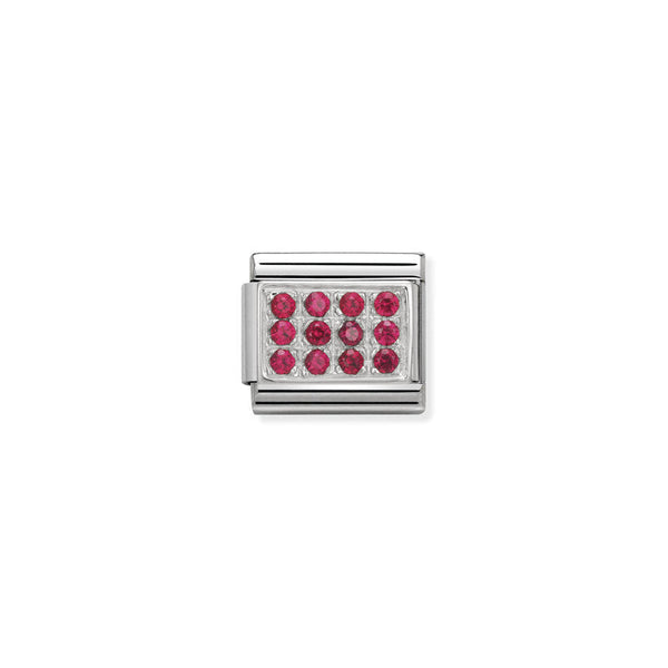 Nomination Composable Classic Link CL Pave Red in Cubic Zirconia and 925 Silver *