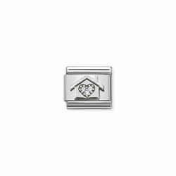 Nomination Composable Classic Link SYMBOLS HOUSE WITH HEART in Stainless Steel Silver 925 and Zirconia