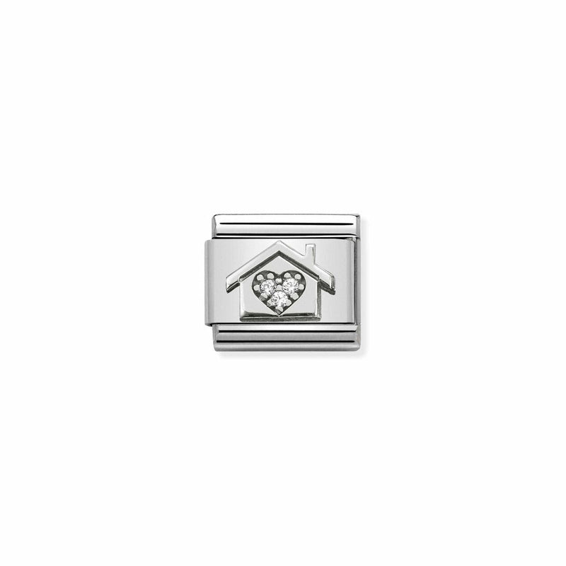 Nomination Composable Classic Link SYMBOLS HOUSE WITH HEART in Stainless Steel Silver 925 and Zirconia