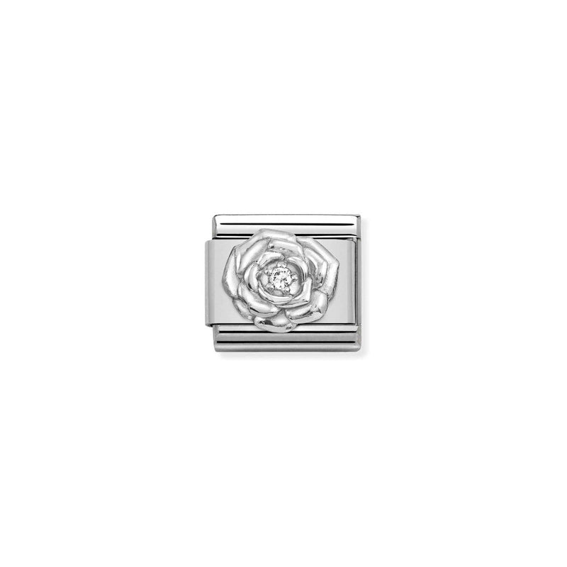 Nomination Composable Classic Link SYMBOLS ROSE in Stainless Steel Silver 925 and Zirconia