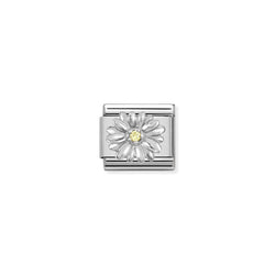 Nomination Composable Classic Link SYMBOLS DAISY in Stainless Steel Silver 925 and Zirconia