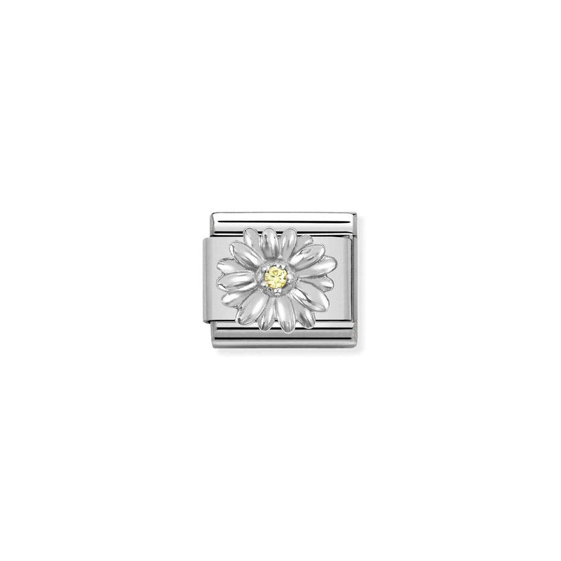 Nomination Composable Classic Link SYMBOLS DAISY in Stainless Steel Silver 925 and Zirconia