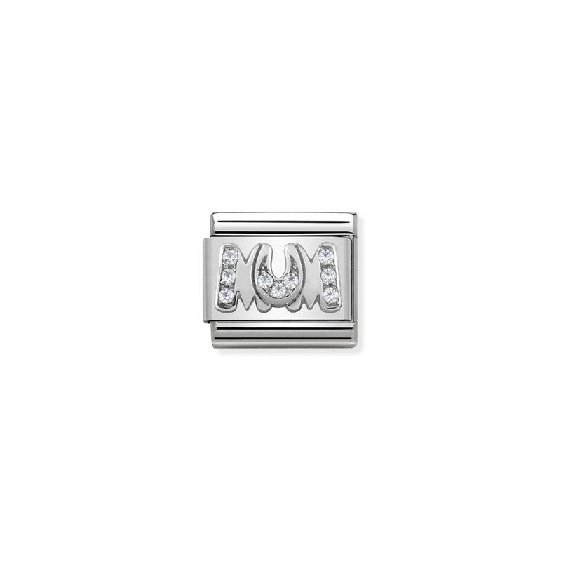Nomination Composable Classic Link CL Pave Mum in Cubic Zirconia and 925 Silver