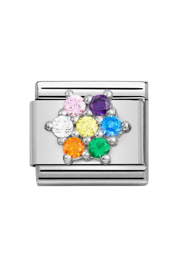Nomination Composable Classic Link Rainbow Flower in Silver