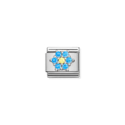 Nomination Composable Classic Link RICH BLUE & YELLOW FLOWER in Steel, Cubic Zirconia and Silver 925