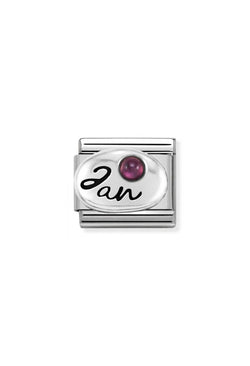Nomination Composable Classic Link SYMBOLS JANUARY GARNET in Stainless Steel, Sterling Silver and Stones