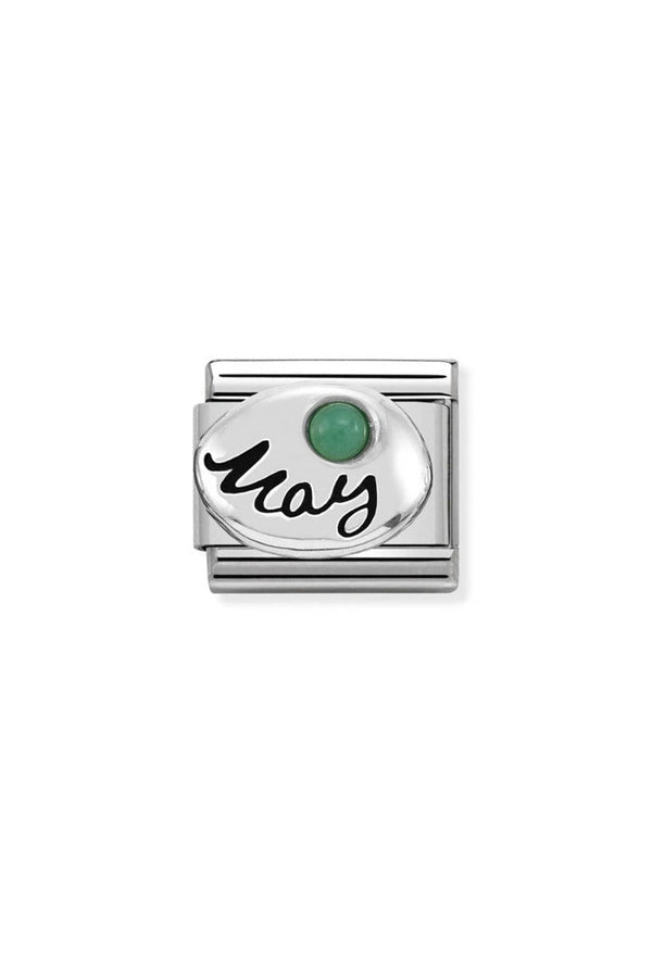 Nomination Composable Classic Link SYMBOLS MAY EMERALD in Stainless Steel, Sterling Silver and Stones