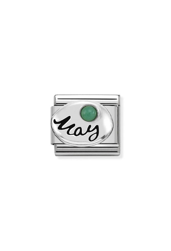 Nomination Composable Classic Link SYMBOLS MAY EMERALD in Stainless Steel, Sterling Silver and Stones