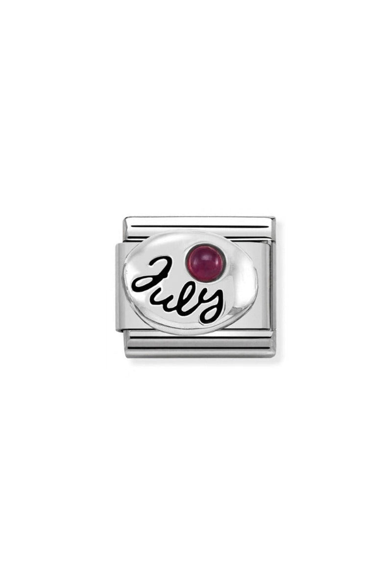 Nomination Composable Classic Link SYMBOLS JULY RUBY in Stainless Steel, Sterling Silver and Stones