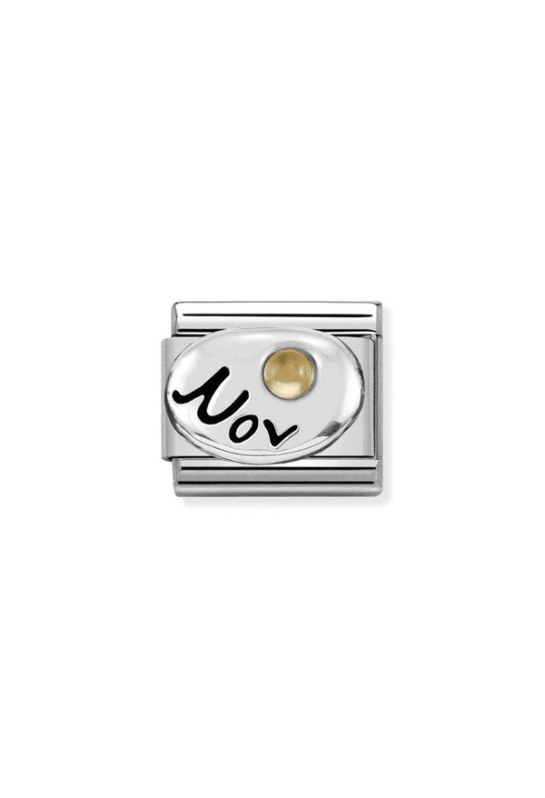Nomination Composable Classic Link SYMBOLS NOVEMBER CITRINE in Stainless Steel, Sterling Silver and Stones