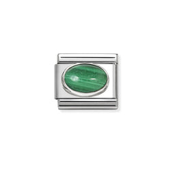 Nomination Composable Classic Link Oval Malachite Stone in Steel and 925 Silver