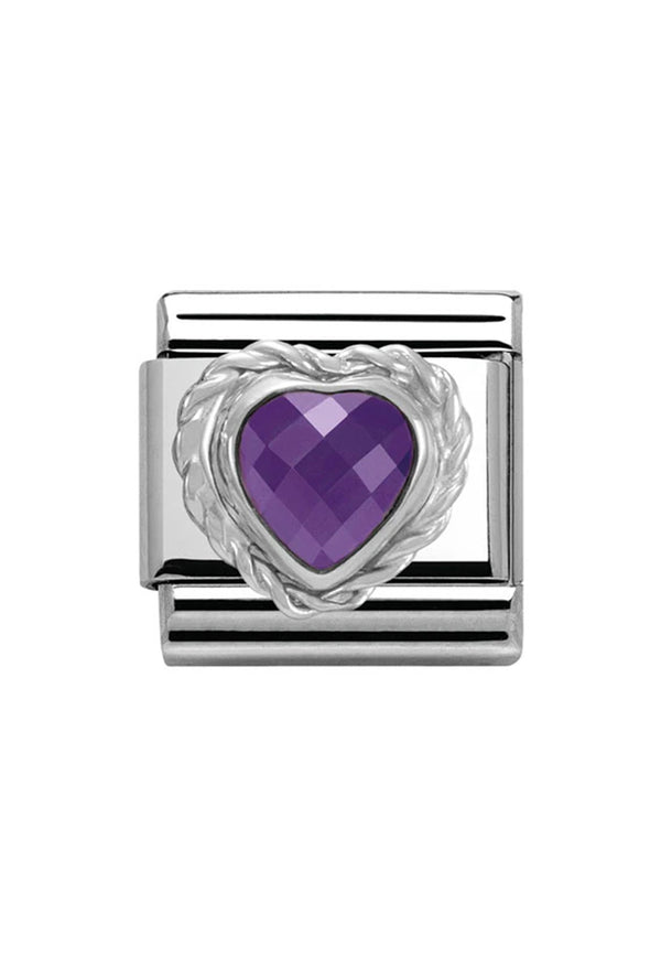 Nomination Composable Classic Heart Faceted CZ in Stainless Steel 925 Silver Twisted Setting