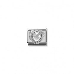 Nomination Composable Classic Link CL SILVERSHINE CZ HEART in 925 Silver Twisted
