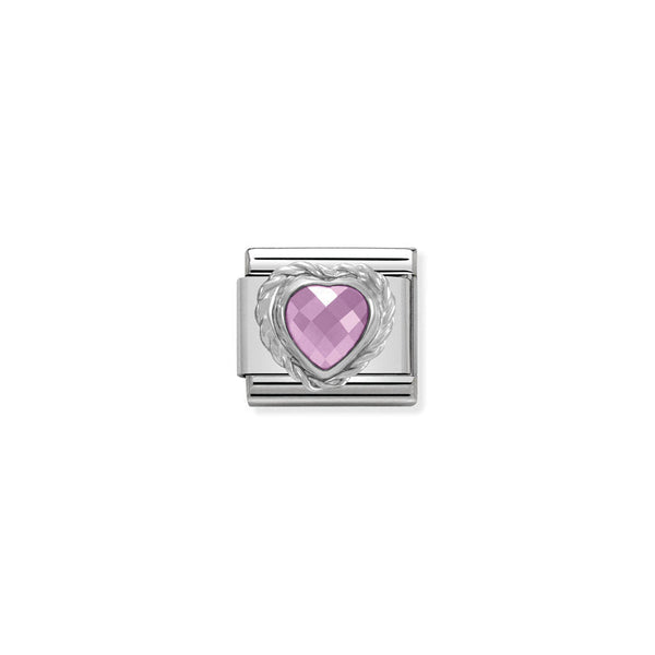 Nomination Composable Classic Link CL Heart Faceted CZ Pink in 925 Silver Twisted