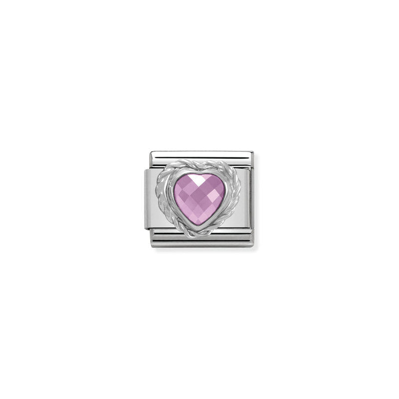 Nomination Composable Classic Link CL Heart Faceted CZ Pink in 925 Silver Twisted
