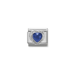 Nomination Composable Classic Link CL Heart Faceted CZ Blue in 925 Silver Twisted