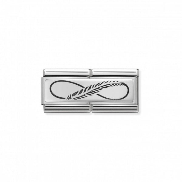 Nomination Composable Classic Link Double Engraved Infinity Feather in Steel and Silver 925
