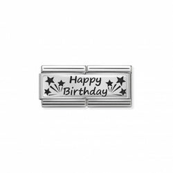 Nomination Composable Classic Link Double Engraved Happy Birthday in Steel and Silver 925