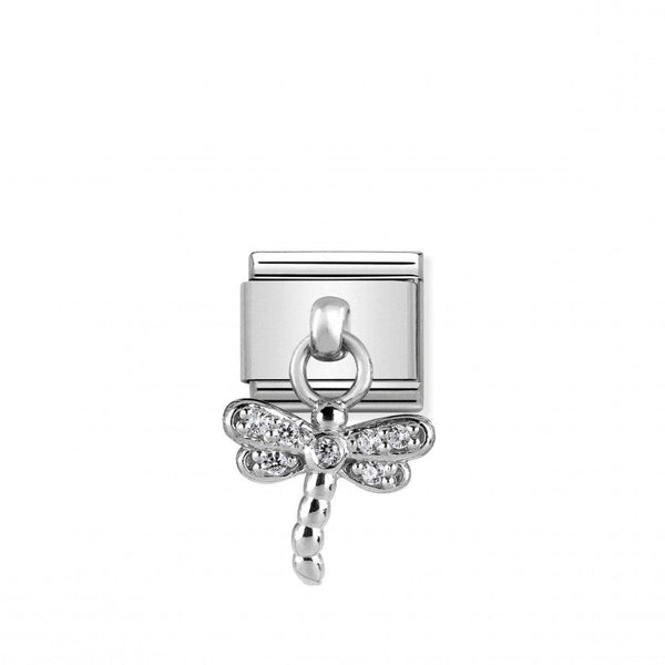 Nomination composable charm featuring a silver dragonfly. Italian charm jewelry for bracelets.