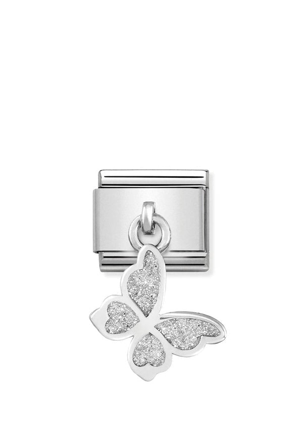 Nomination Composable Classic Link CHARMS BUTTERFLY DROP in Steel, 925 Silver and Enamel