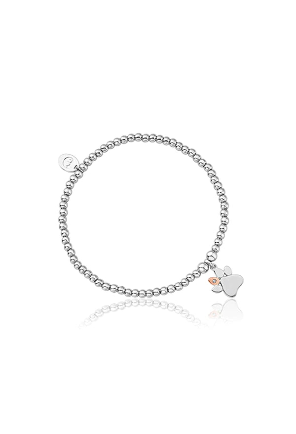 The Clogau Paw Prints Affinity Bracelet With White Topaz in Sterling Silver, a silver bracelet from Clogau, at OD’s Jewellers in St Helens.