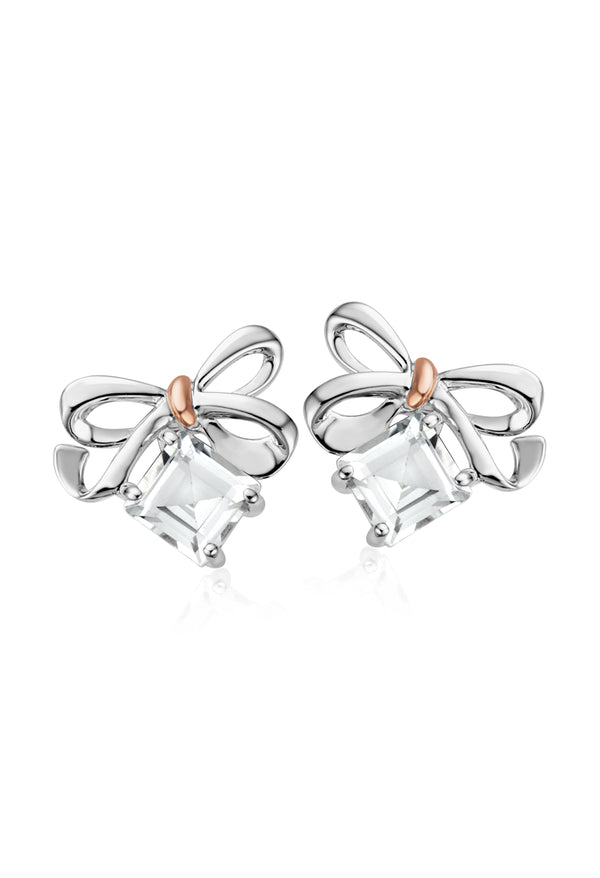 Clogau Christmas Bow Earrings in Silver