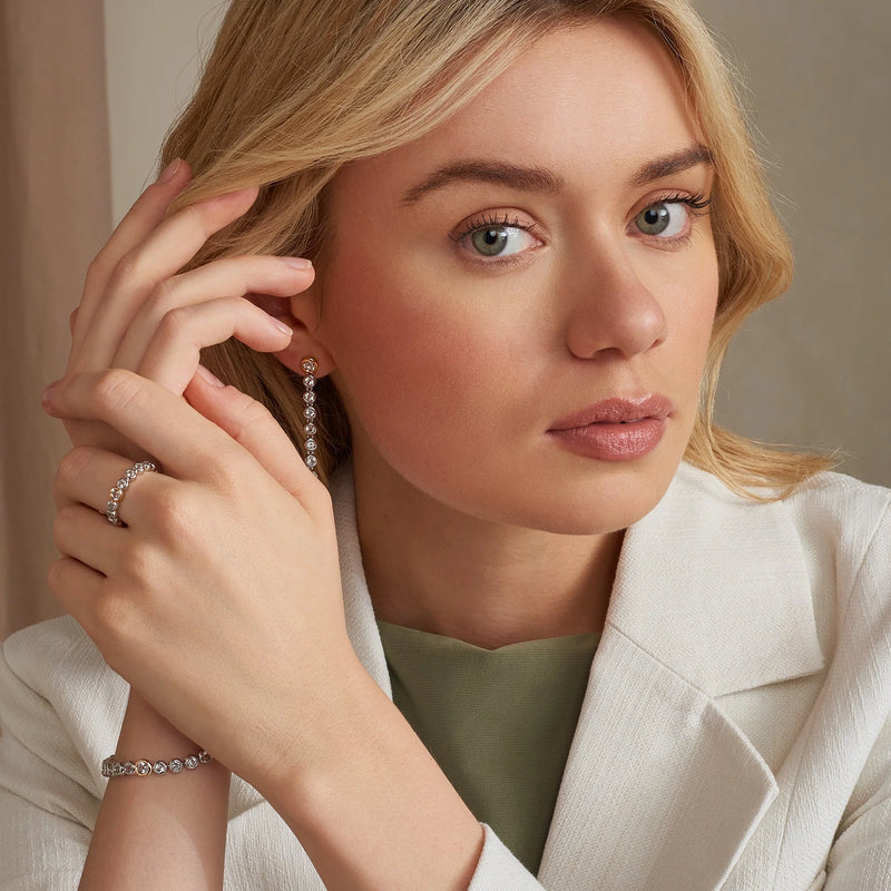Clogau Celebration White Topaz Drop-Hoop Earrings In Silver