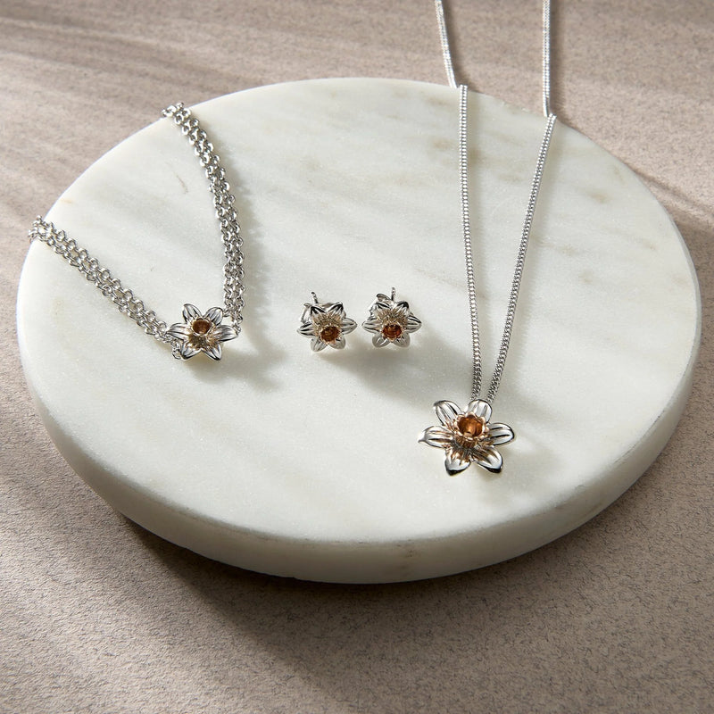 Clogau Natures Wonder Daffodil Pendant In Sterling Silver