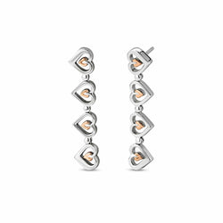 Clogau Silver Tree Of Life Heart Drop-Stud Earrings 3HEA884