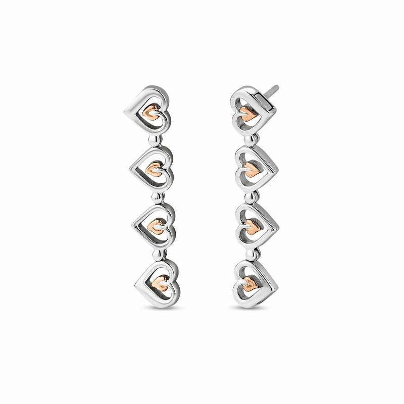 Clogau Silver Tree Of Life Heart Drop-Stud Earrings 3HEA884