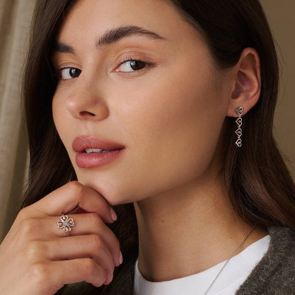 Clogau Silver Tree Of Life Heart Drop-Stud Earrings 3HEA884