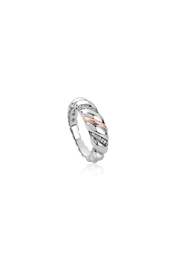 Clogau Lover's Twist Ring in Silver