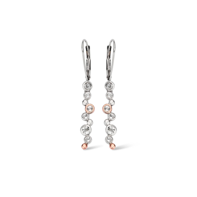 Clogau Celebration White Topaz Drop Earrings In Sterling Silver