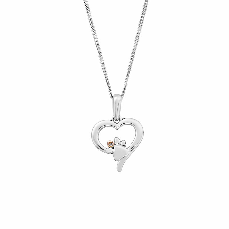 The Clogau Paw Print and Heart Pendant With White Topaz Sterling Silver necklace, a silver necklace from Clogau, at OD’s Jewellers in St Helens.